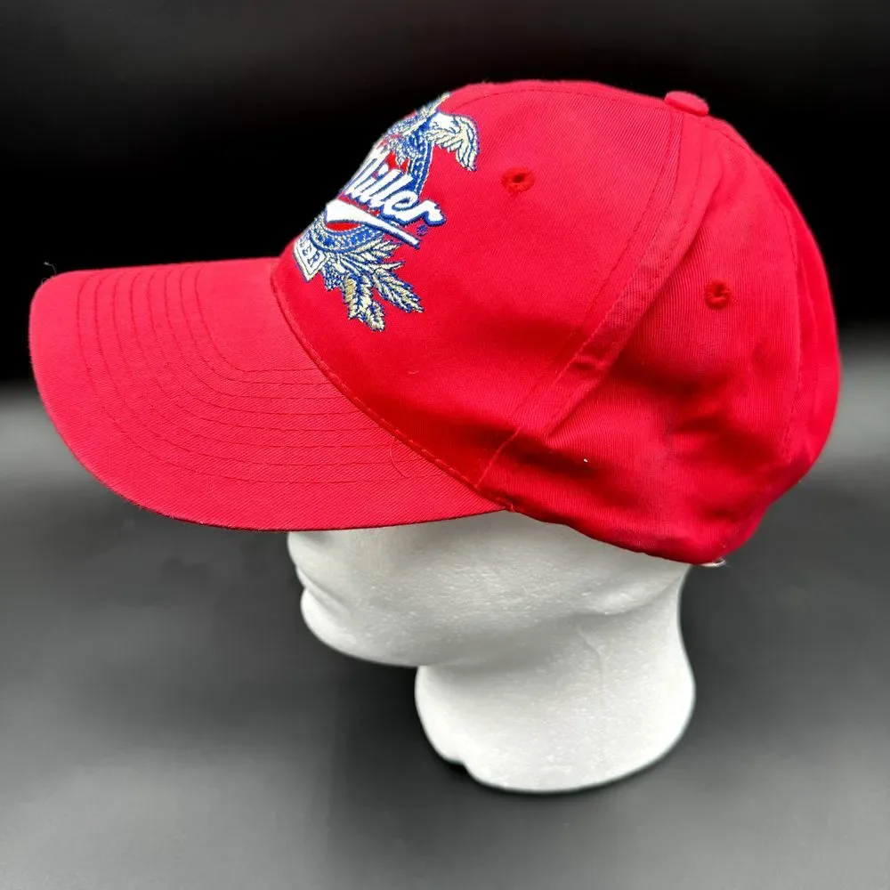 Miller Beer Hat Snapback‎ Cap Brewing Embroidered Eagle One Size Red VTG